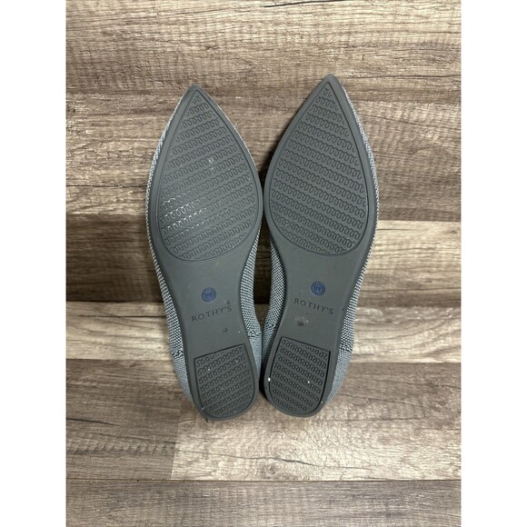 Rothys The Point Flats Cloud Gray Birdseye Knit Slip On Shoe Womans 7 Used - Picture 12 of 14